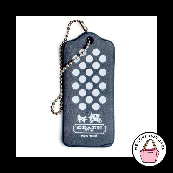 RARE COACH MAGNET Black White Polka Dot Leather Fob Bag Charm Keychain Hang Tag - Picture 1 of 1